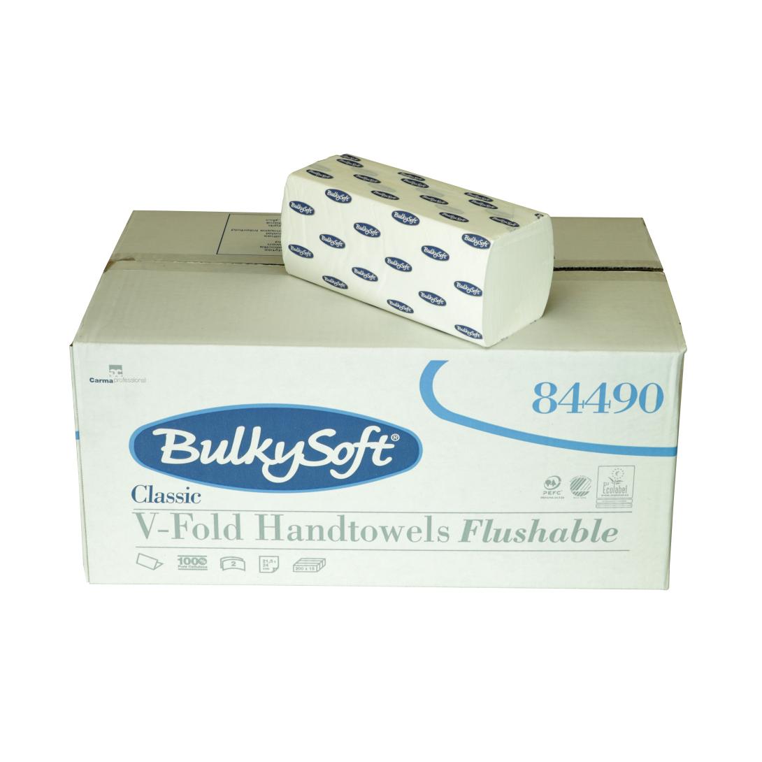 Toallas de mano V-fold flushable - BULKYSOFT